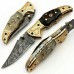 Damascus handmade folding knife beautiful structure with free leather sheath